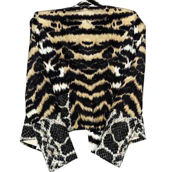 NEW- NWOT Roberto Cavalli Silk Blazer Jacket 38 Animal Print Snake Tiger - Picture 4 of 8